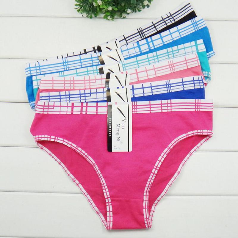 WTEMPO 6 Pcs/Lot Brand Cotton Solid Color Soft Panties For Women Briefs Underwear Lingerie Intimates