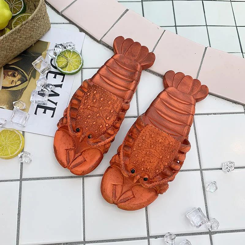 Unisex Beach Slippers Sandals Women Large Size Family Funny Lobster Slippers Girl Summer Shoes