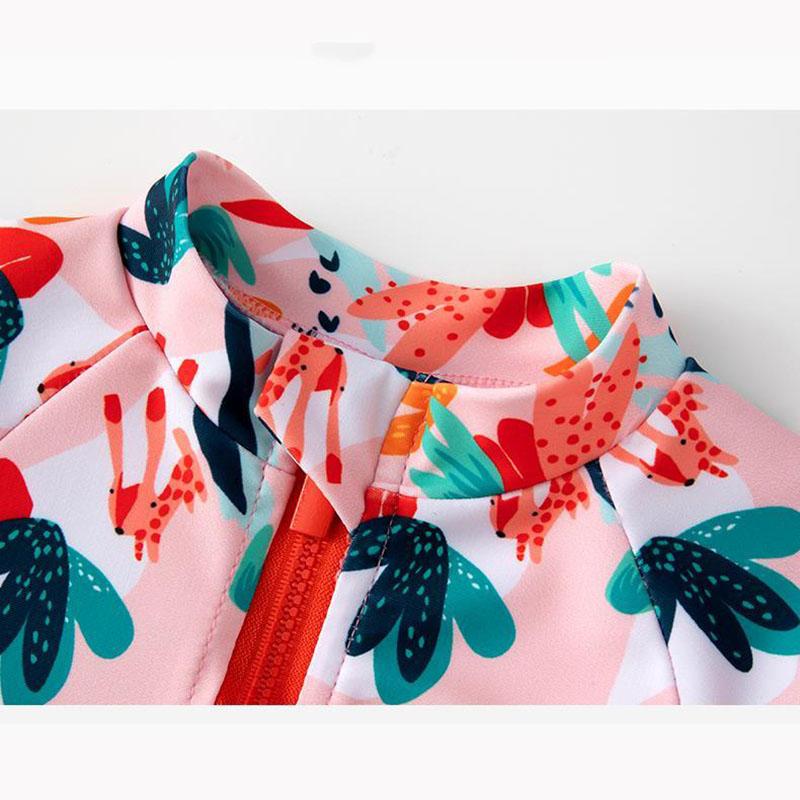 Baby Girls Flower Printed Swimsuit Summer One Piece Bikini Swimming Suit Kids Baby Short Sleeve Lotus Leaf Sleeve Quick Dry Beachsuit