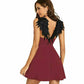 Fashion Sexy Black Lace Wings Backless Spaghetti Strap Dress Sleeveless Fitted Dress Summer Dresses
