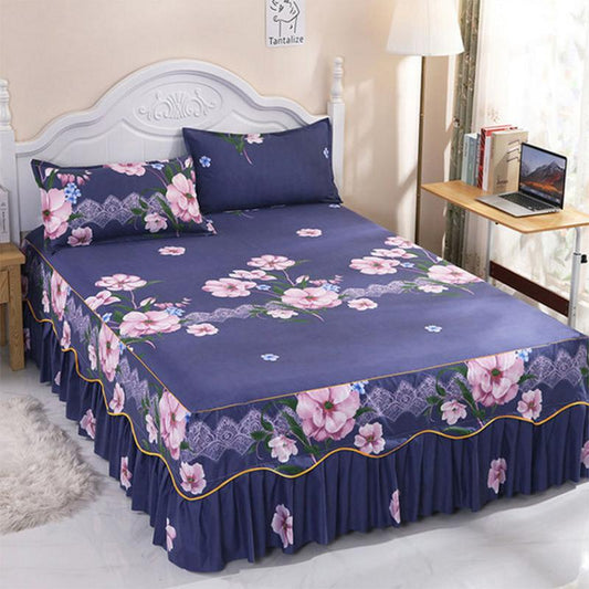 Skin-friendly Sanding Bed Skirt Bedroom Student Dormitory Pillowcase Quilt Cover Bed Cover Bedding