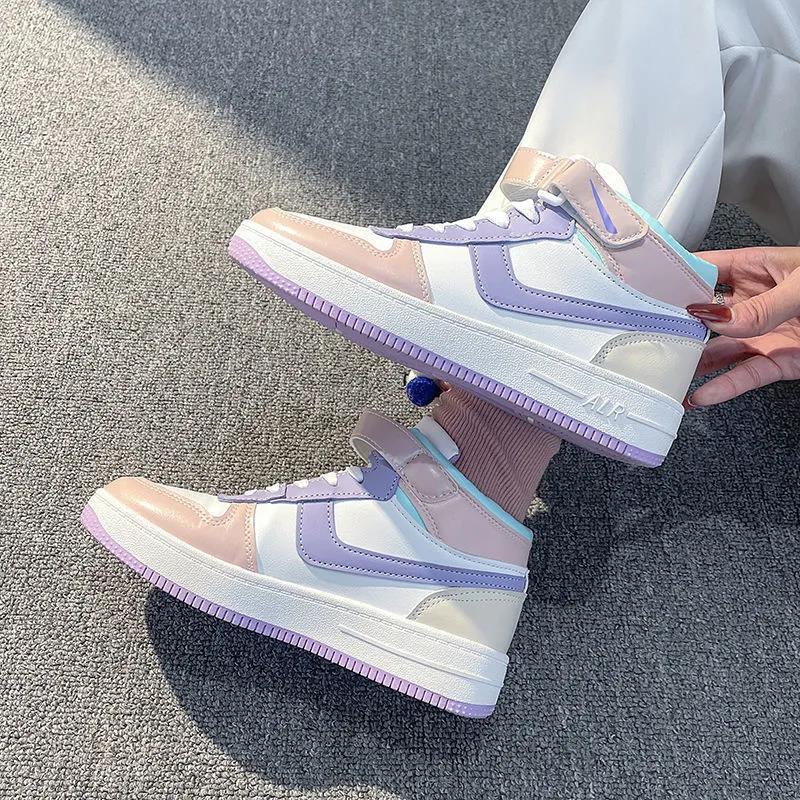 Women's High-top Sneakers, Sneakers, Leather Waterproof, Leisure, All-match Student High-top Sneakers