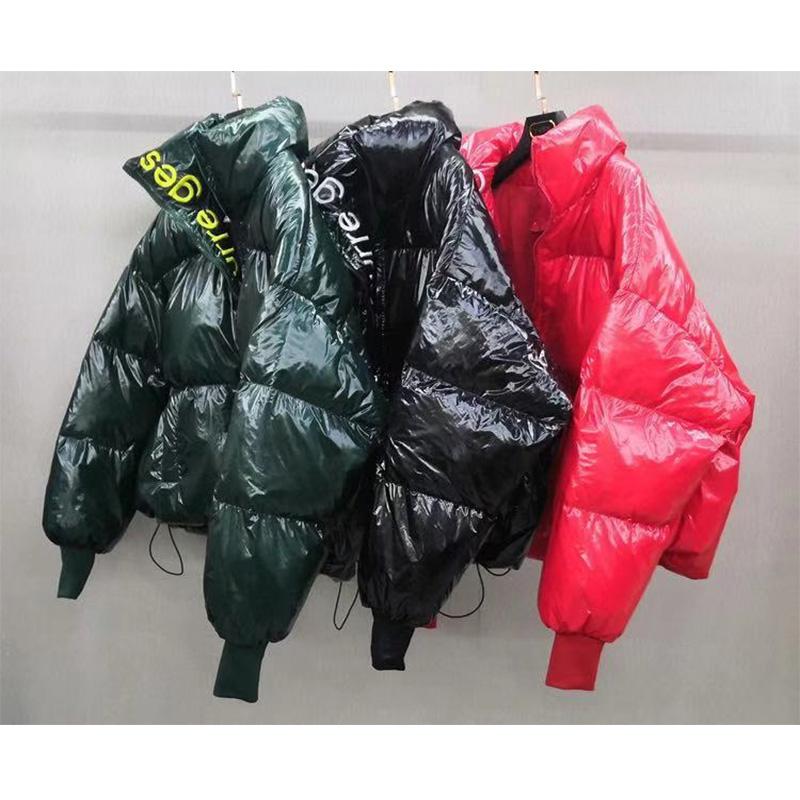 Women's Down Jacket Korean Style Short Duck Down Embroidered Letters Bright Face