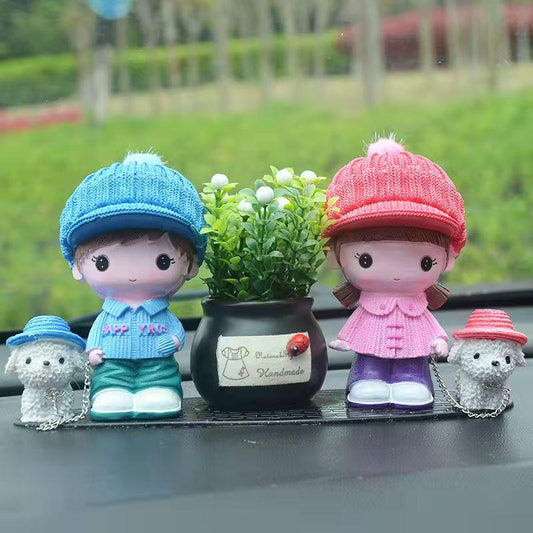 Cartoon Doll Decoration Set Car Center Console Decoration Creative Car Interior