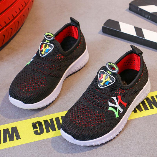 Children's Sports Shoes Spring and Summer Breathable Net Shoes Casual Shoes Flying Woven Soft-soled Non-slip Running Shoes