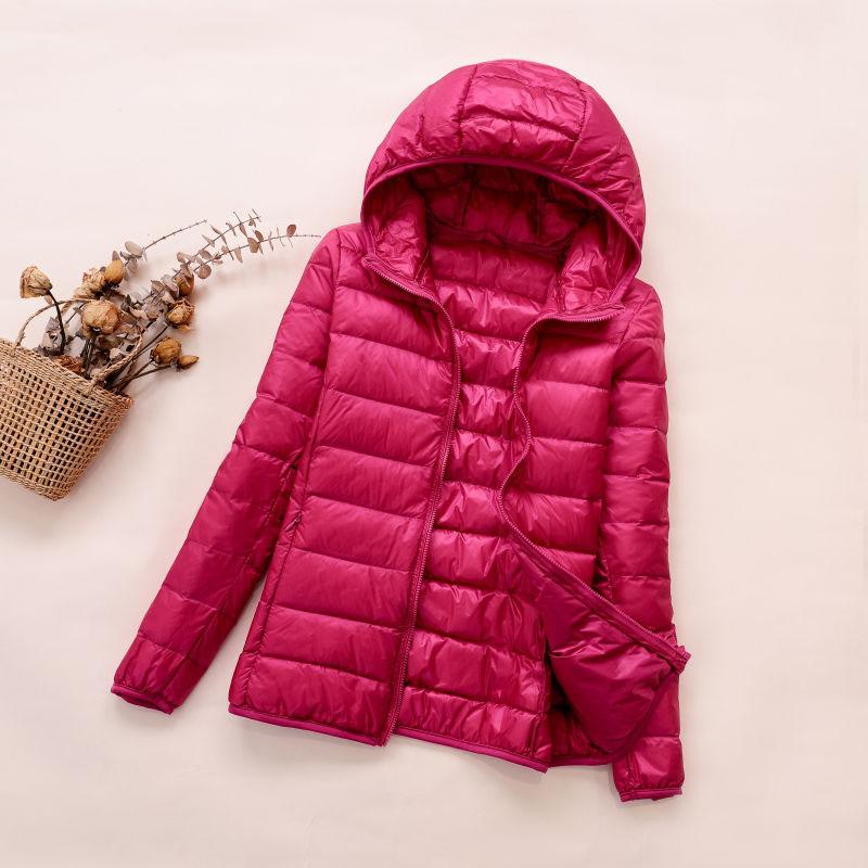 Winter Women Ultralight Thin Down Jacket White Duck Down Hooded Jackets Long Sleeve Warm Coat Parka Female Portable Outwear
