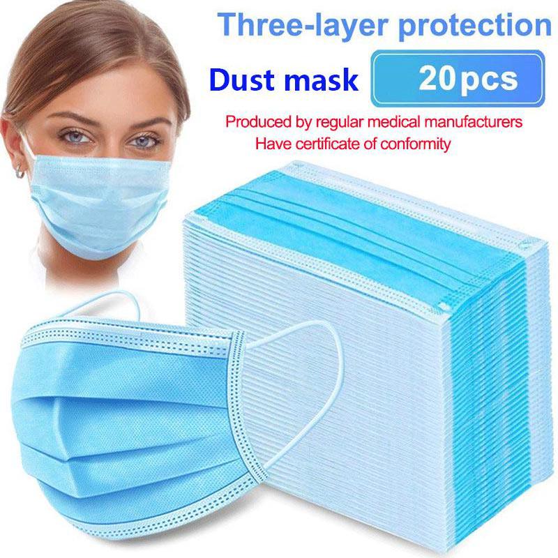 Mask Face Mouth Mask Fast Delivery 50 Pieces of Protection 3 Layers of Filter Dustproof Non-woven