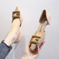 5cm Small Heels All-match Pointed Toe Low-heeled Single Shoes Women Spring and Autumn Mid-stiletto French High-heeled Shoes Summer