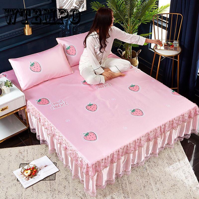 Brand 3 Pcs Set Summer Bed Mat Ice Silk Bed Sheet Pillowcase Set Cool Home Textile