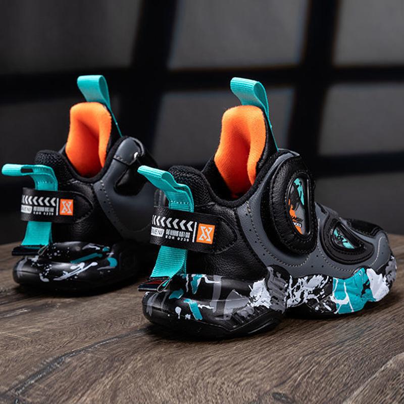 Boys Shoes Spring and Autumn Children's Sneakers Shoes Leather All-match Shock Absorption Support Waterproof Lightweight Running Shoes