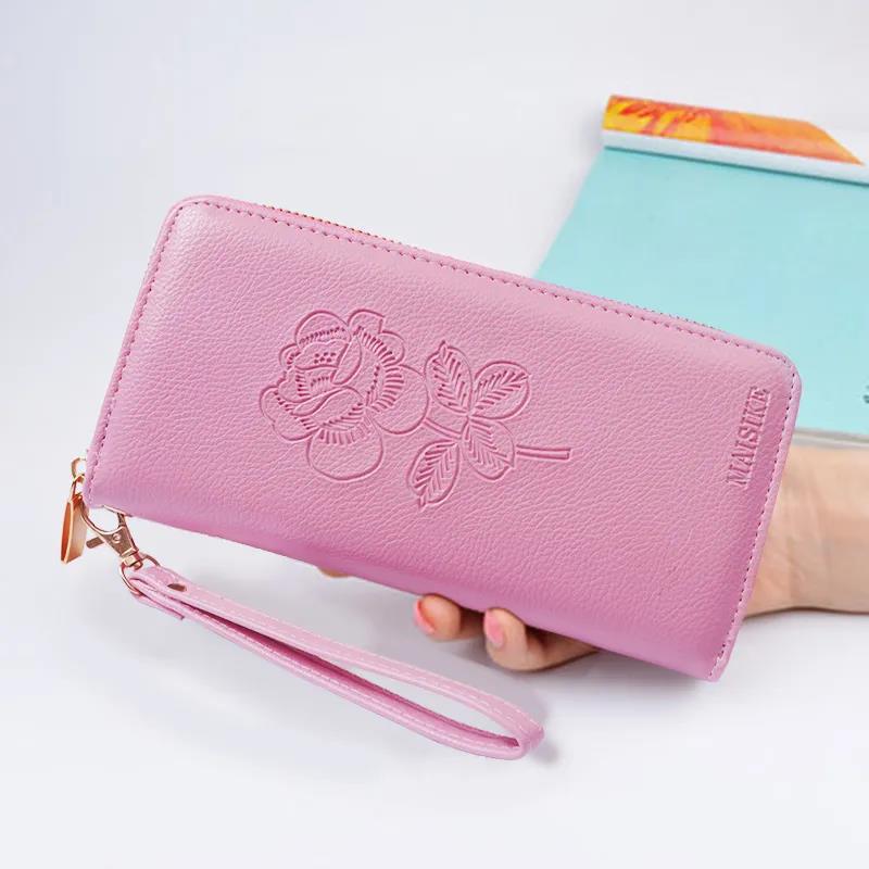 Women Clutches Leather Bag Portable PU Leather Multi-Layer Large Capacity Classic Soft Surface Wallets with Coin Pocket Zipper Purse