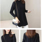 PofuloveSweater women's mid-length half-high collar thickened large size loose-knit base shirt dress