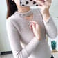 Faux Mink Fleece V-Neck Sweater Warm Slim Fit Pullover Women Fashion Plush Long Sleeve Sweater