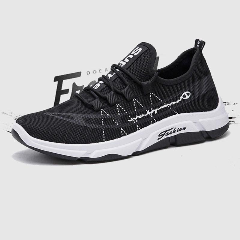 Mesh Shoes Breathable Running Shoes Sports Shoes Men's Trendy Shoes Men's Casual Shoes Solid Color Non-slip Shoes