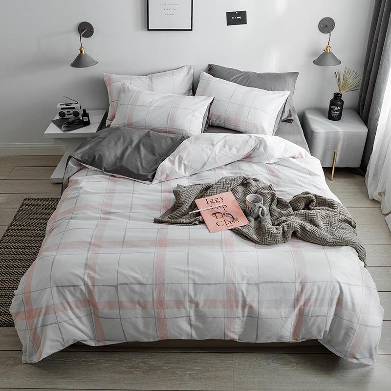 Comfort Cotton 3/4 Pcs Duvet Cover Set Bedspread Fitted Sheet Bedding Set Simple Bedclothes