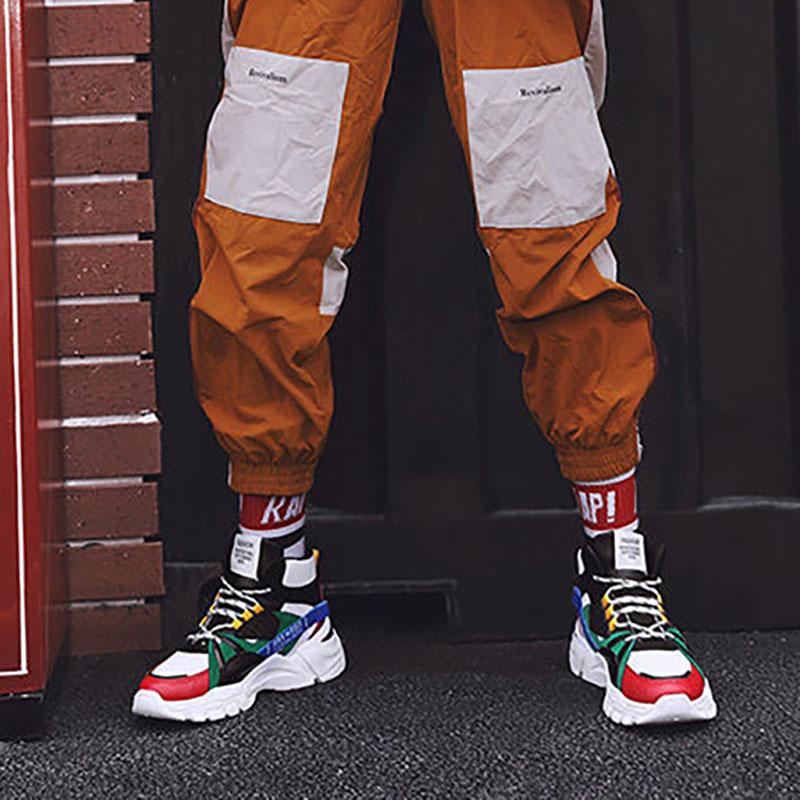 Spring Men's High-top Sports Shoes Men's All-match Height Increase Shoes Breathable Student Shoes Men