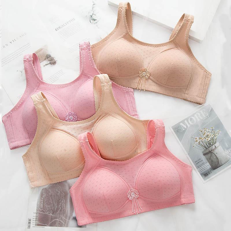Women Large Size Thin Tube Top Gathering Anti-sagging Side Closure No Steel Ring Sports Vest Beautiful Back Comfortable Soft Simple Glossy Fashion Bra