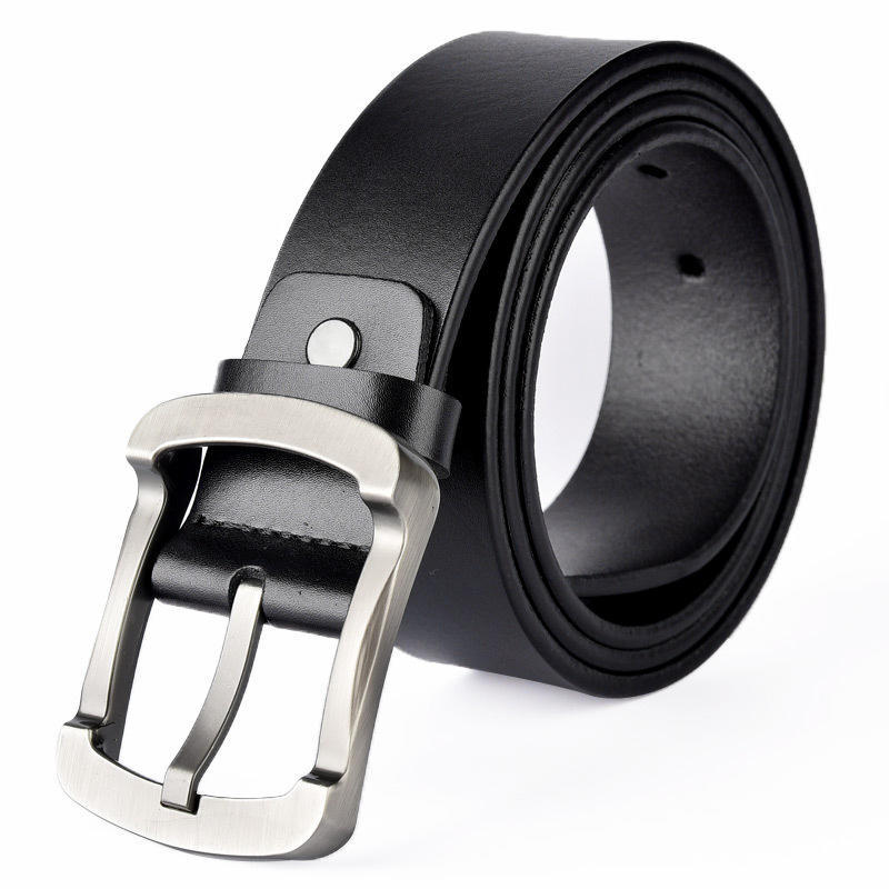 Men Waistband Casual Dress Leather Pin Metal Buckle Belt Black Brown Strap
