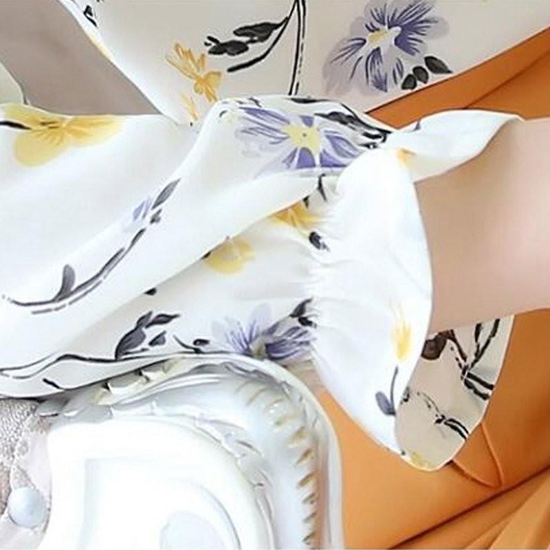 Fashion Floral Tops Blouses Women Long Sleeve Shirts Print Chiffon Blouse Women