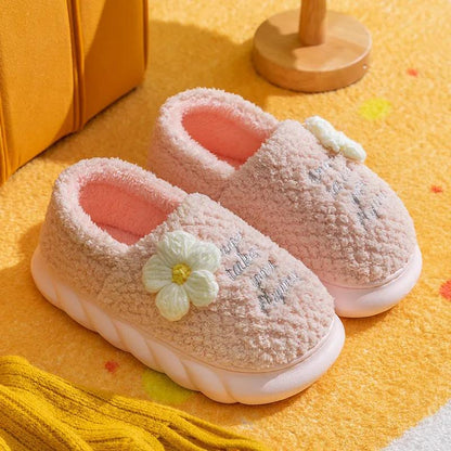 Cotton Slippers Women's Autumn and Winter Models Plush Cute Soft Sole All-inclusive with Home Non-slip Cold-proof Warmth Month Cotton Shoes