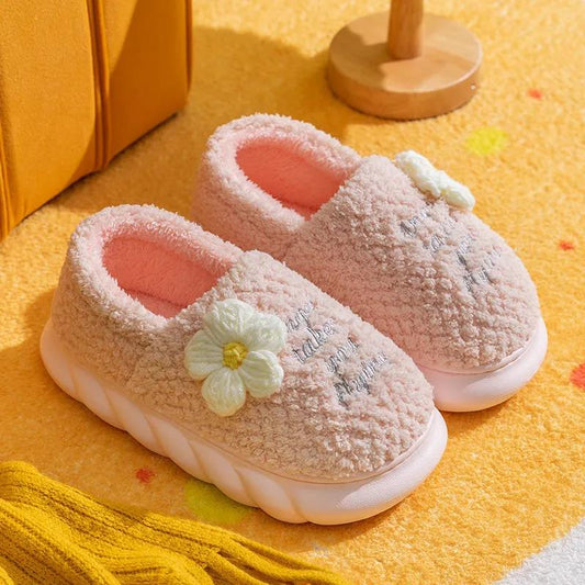 Cotton Slippers Women's Autumn and Winter Models Plush Cute Soft Sole All-inclusive with Home Non-slip Cold-proof Warmth Month Cotton Shoes