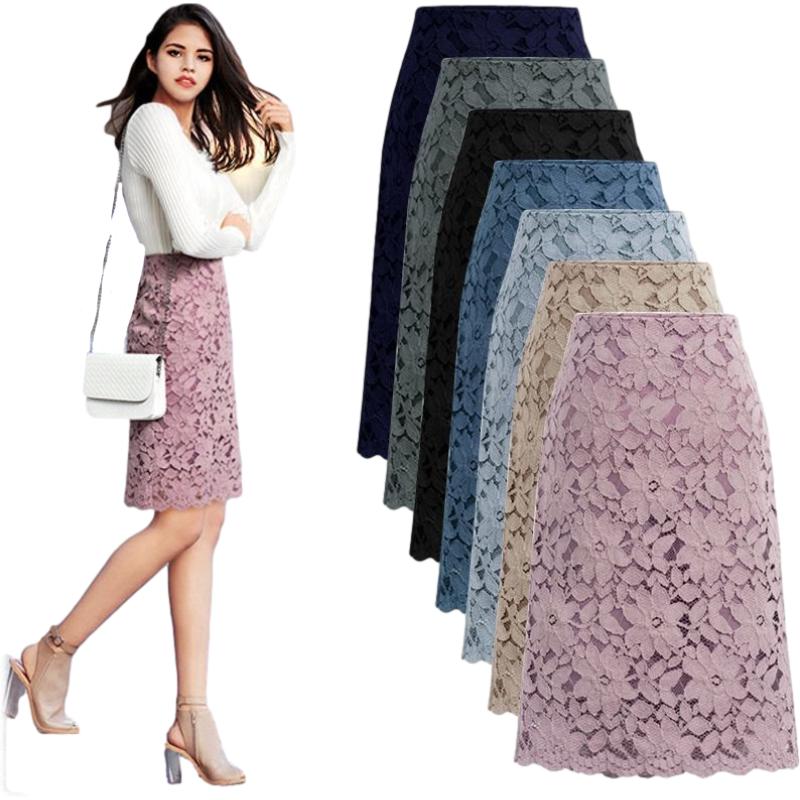 S-XXXXXL Women Sexy Lace Tight A-line  Printed Short Skirt Knee-length Zippe Club Casual Home Office