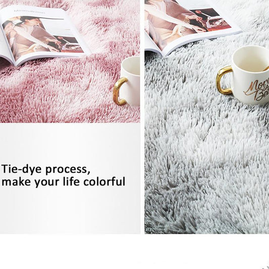 Tie-dyed Plush Living Room Soft Carpet Bedroom Non-slip Floor Mat Bedroom Absorbent Carpet