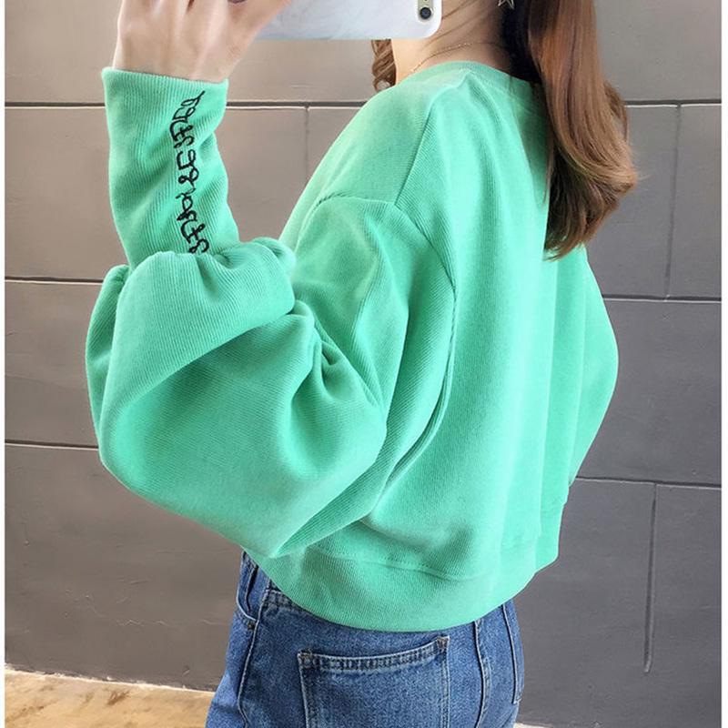 Fall/winter Loose Embroidered Blouse Short Warm Sweater High-waist College Style Jacket Women
