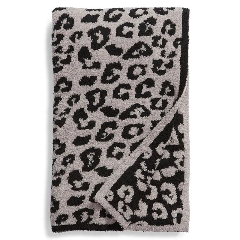 Woolen Blankets Children's Knitted Leopard Blankets Plus Fleece Throw Blankets for Kids Adult