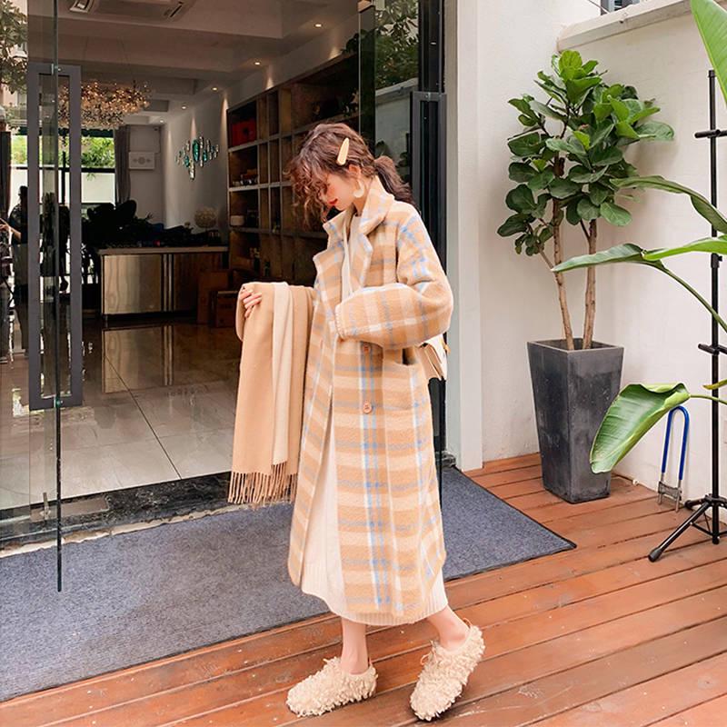Wool Coat Women's Autumn Winter Jacket Long-sleeved Blazer Outwear Ladies long woolen coat overcoat