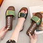 WTEMPO Slippers Women Square Head Flat  Indoor Non-slip  Flip Flop Beach Bedroom Home Go Out One Size too Small