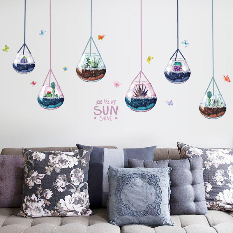 [Wall sticker] Glass meaty plants ceiling lamp wall stickers home decor living room sofa kitchen doo