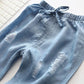 Boys' and Girls' Thin Anti Mosquito Pants Lantern Pants Leggings Jeans Solid Color Holed Capris Casual Pants