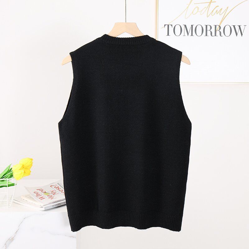 Knitted Vest Mid-length Thickened Loose Round Neck Sweater Bottoming Shirt Coat