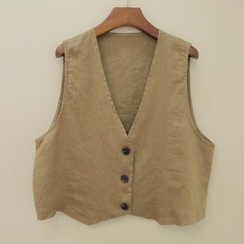 Spring and Summer Loose Cotton Waistcoat Cardigan Women's Air-conditioning Shirt Thin Vest Coat