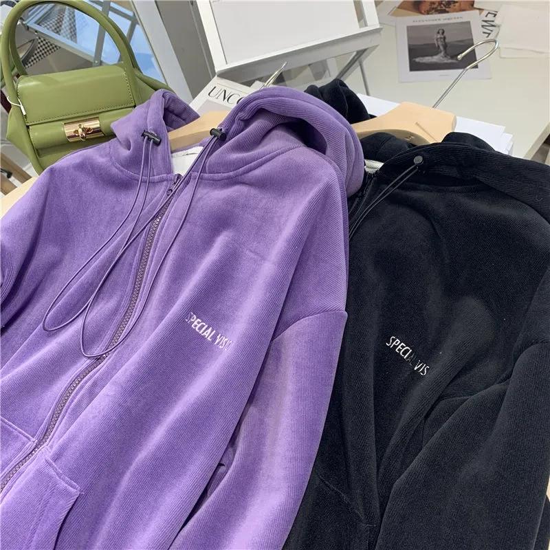 Women's Autumn and Winter Sweater Student Loose Plus Velvet Thick Casual Cardigan Korean Style Ins Jacket Casual Loose Top