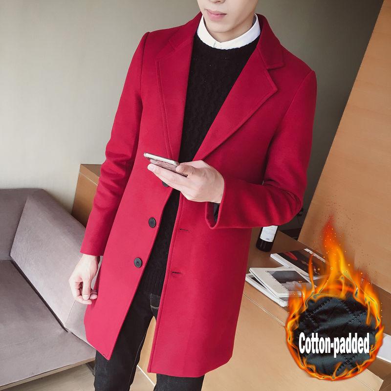 Men's Woolen Coat Long Windbreaker Man Jacket Overcoat for Male Casual Outer Wear Men Clothing