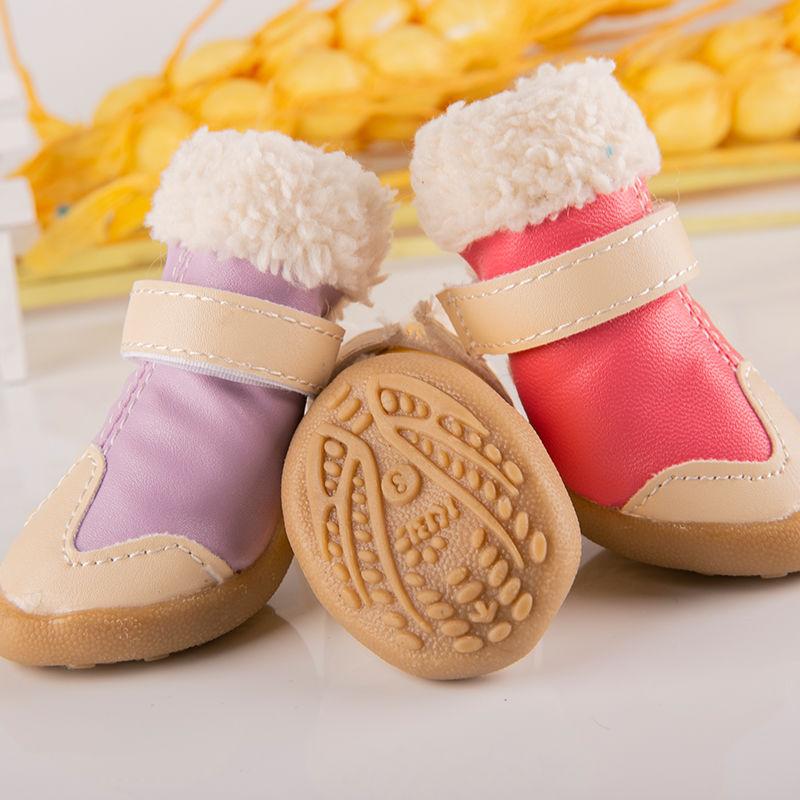 Dog Shoes Teddy Dog Cat Walking Shoes Puppy Shoes  Waterproof Boots Winter Plus Velvet Pet Shoes Comfy Warm Windproof Dog Wear-resistant Boots Shoes