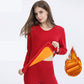 Women Long Sleeve Thermal Underwear Women Winter Plus Velvet Thicken Tight Suit Sexy Pajamas Autumn Warm Windproof Soft Lining High Collar Round Neck