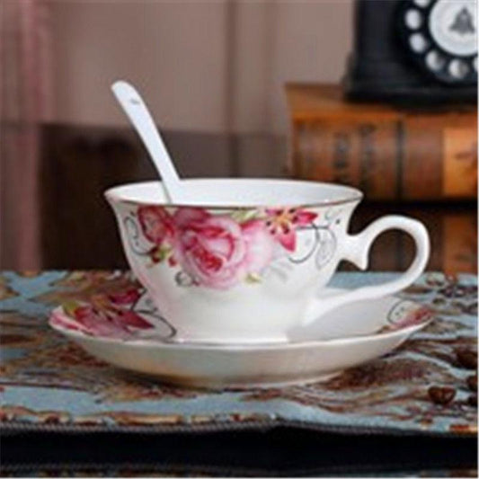 European bone china coffee cup dish British tea coffee cup afternoon tea cup with saucer and spoon