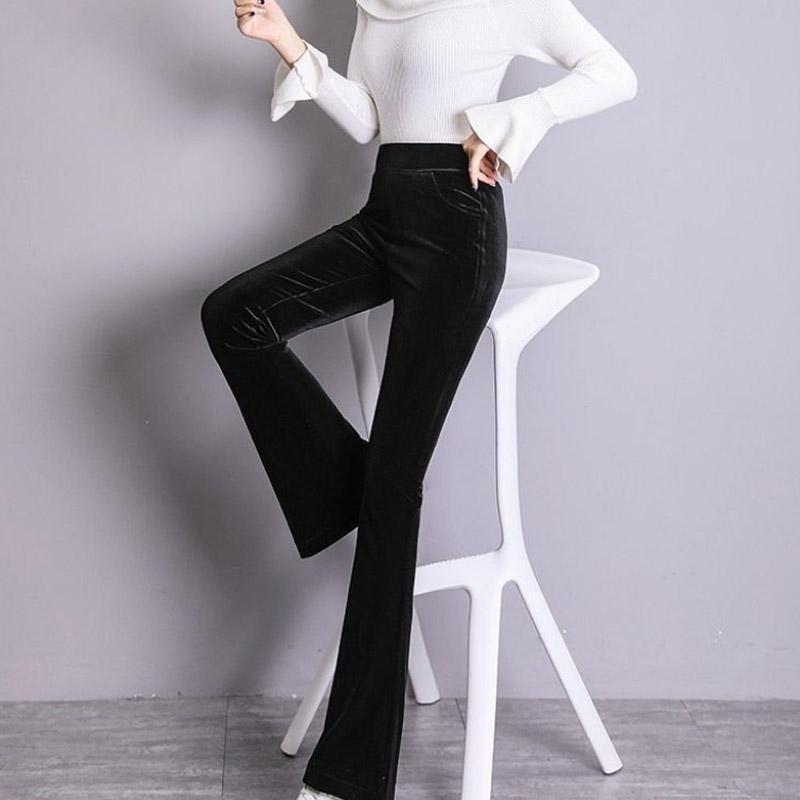 Small Cough Trousers Autumn and Winter Trousers Velvet Wide-leg Pants Women's Gold Velvet Micro-flared Casual Pants