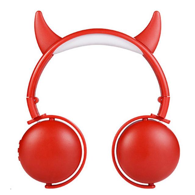 Durable Cartoon Bluetooth 5.0 Headset Wireless Foldable Little devil Cat-ear Antler Stereo headphone