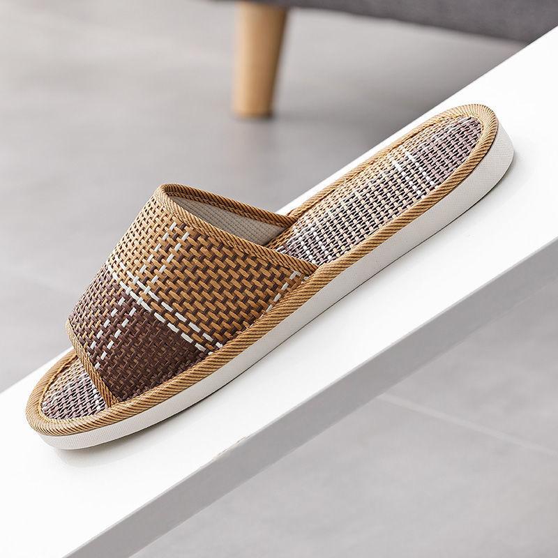 Rattan Grass Sandals Men and Women Summer Non-slip Couple Sandals Women's Bedroom Spring and Autumn Slippers Home