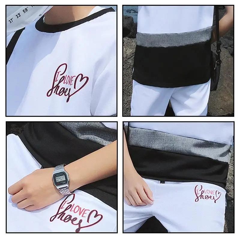 Men's Summer Suit Men's Korean Short Sleeve T-Shirt Summer Men's Splicing Casual Sports Suit