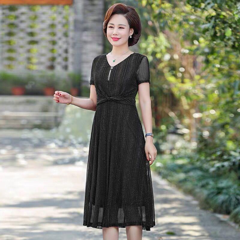Women's Casual Print Color Three Quarter Sleeve O-Neck Long Unregular Silk Dress