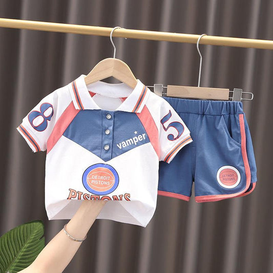 Baby Boy Summer Suit Children's Clothes Foreign Boy Summer Short-sleeved POLO Shirt Two-piece Tide