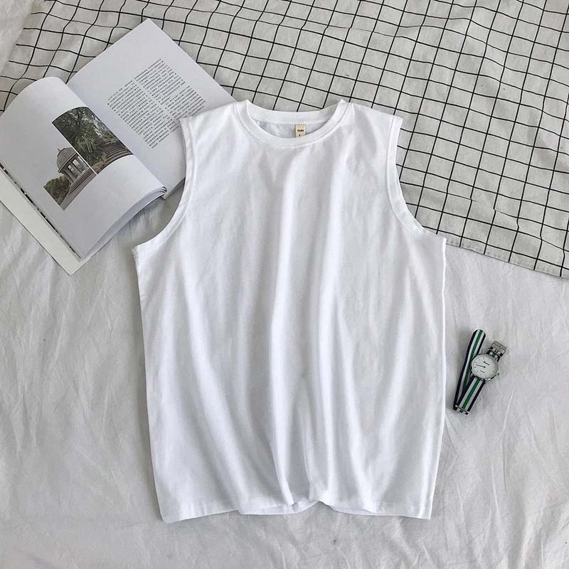 Pure Cotton Vest Summer Loose Solid Color Sleeveless Sports Fitness Waistcoat Vest