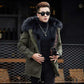Handsome Men's Fur Collar Imitation Mink Fur Jacket with Detachable Liner and Thickening Imitation Fur