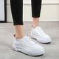 Female Leather White Shoes Spring and Summer Female Students Flat Bottom Shoes Casual Shoes White Shoes Walking Tall Shoes