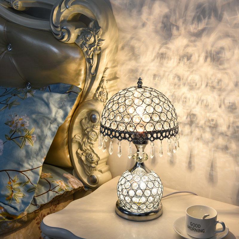 LED Table Lamps for Bedroom Crystal  Fabric Bedside Lamp Table Lanterns Home Decoration Lighting